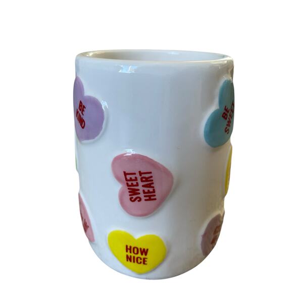Lang Valentine Conversation Hearts Hand Painted Mug Valentines Day NEW - Picture 2 of 11